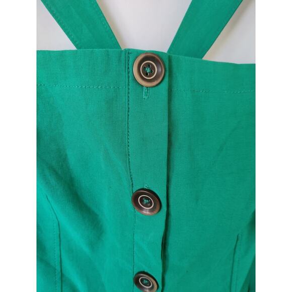 Antropologie Maeve Green Square-Neck Buttondown Dress Sleeveless Fit & Flare 22W - Picture 11 of 11
